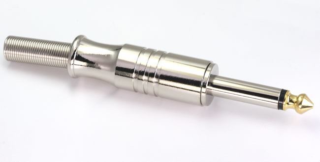 Streamlined Nickel Plated 1/4" Jack Mono Plug Replacement Part