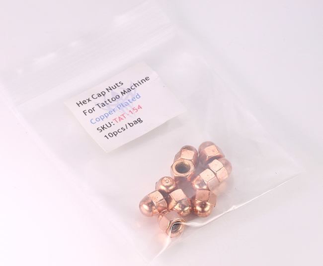Copper Plated Hex Cap Nut - M4 Metric - Tattoo Machine Supplies