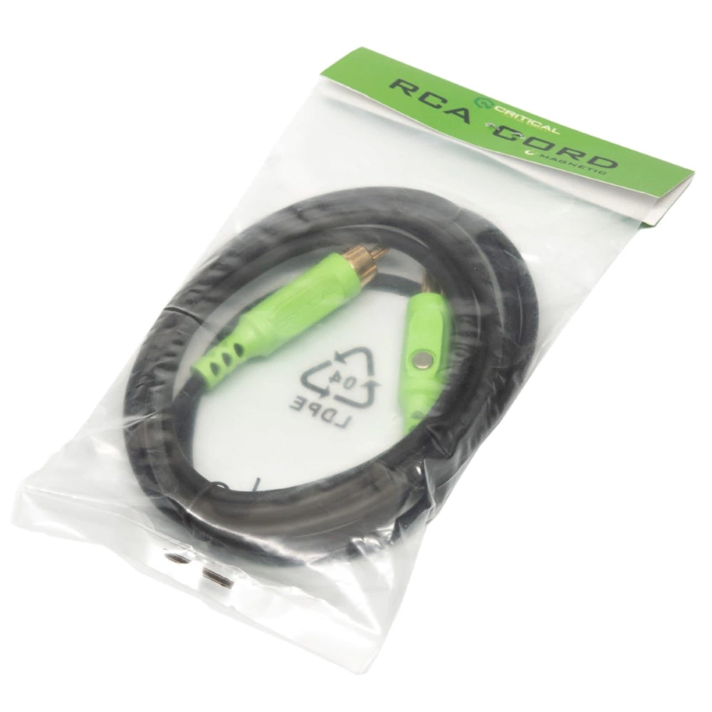 Critical Magnetic Straight RCA Cord (7') Green and Black