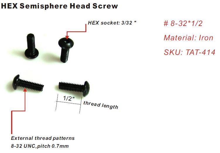 8/32" Button Head Cap Screw - 1/2" Length