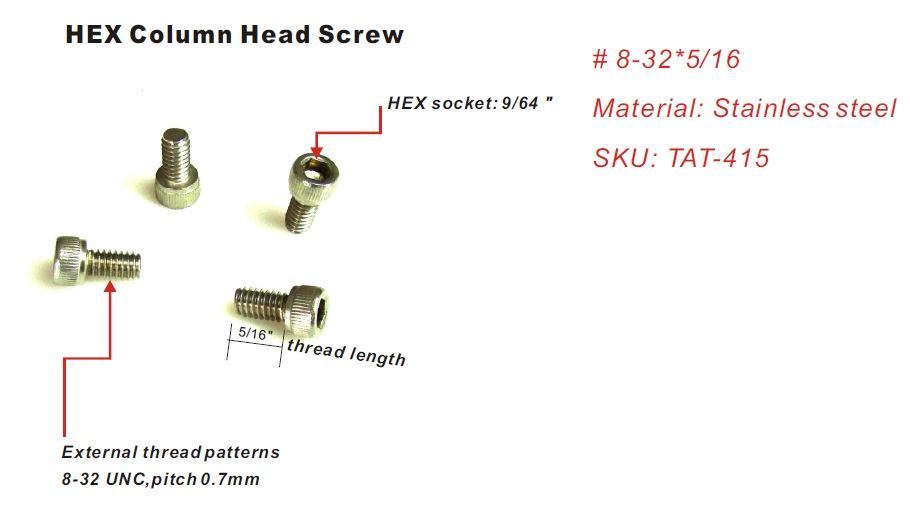 8/32" Hex Column Head Screw - 5/16" Length