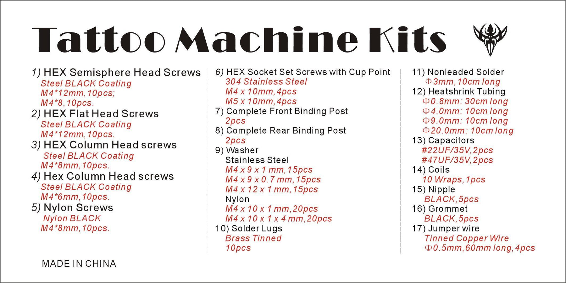 Tattoo Machine Rebuild & Repair Kit - 190+ Parts