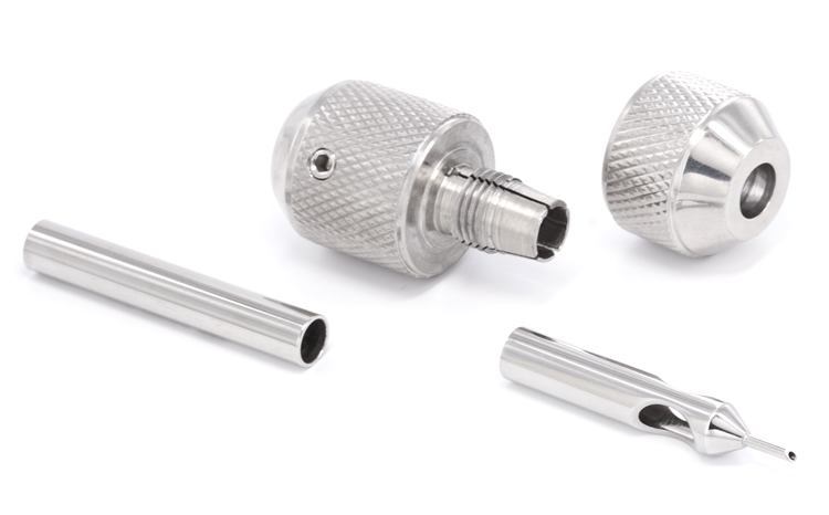 EZ Auto Lock Stainless Steel Tattoo Knurled Grip