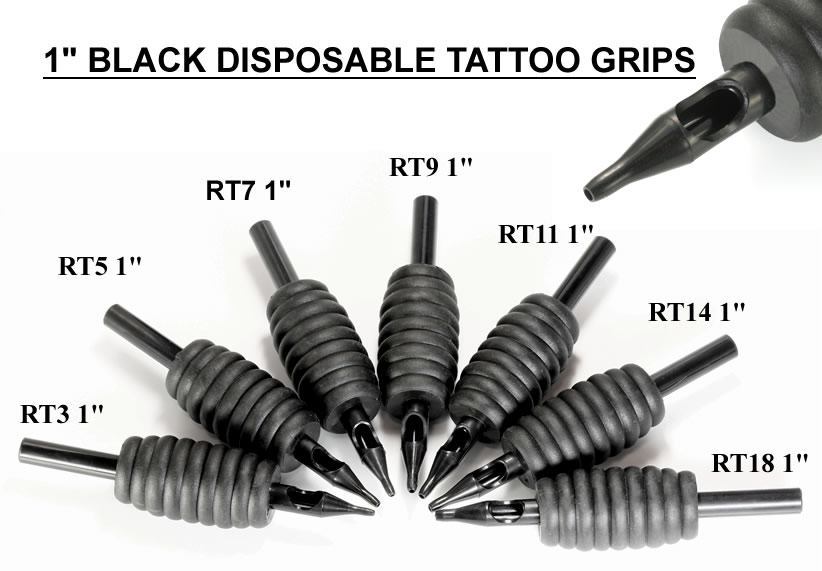 Classic Tube & Grip Sets — 1" Black Disposable Grip — Box of 25