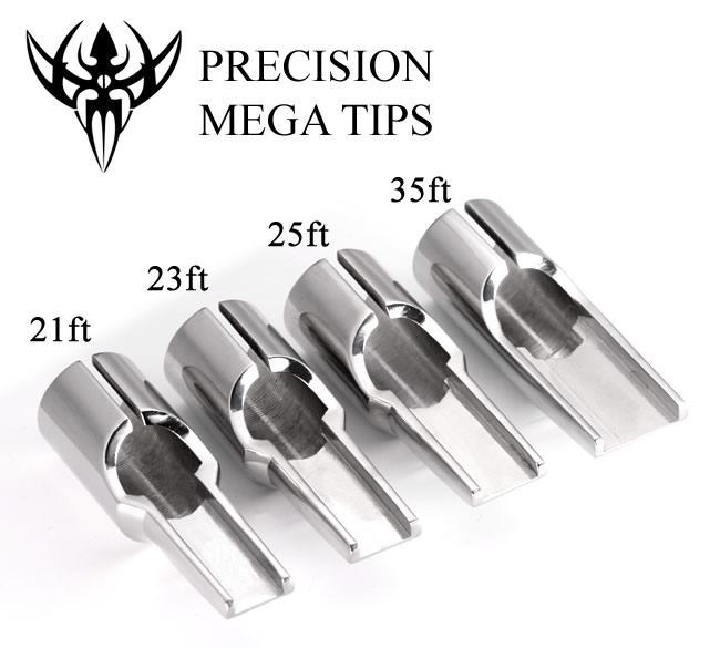 Precision Big Mag Tattoo Tips — Flat Open Style — 11 Sizes