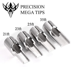 Precision Big Mag Tattoo Tips — Flat Open Style — 11 Sizes