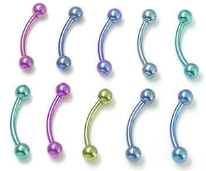 16g Externally Threaded Titanium Bent Barbell w/ Balls — Price Per 1
