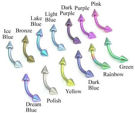 16g Externally Threaded Titanium Bent Barbell w/ Cones — Price Per 1