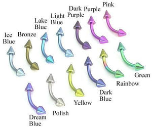 16g Externally Threaded Titanium Bent Barbell w/ Cones — Price Per 1