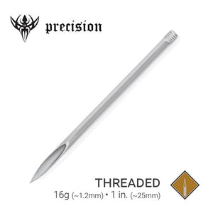 Precision 16g Threaded Sterilized 1" Piercing Needles — Box of 100