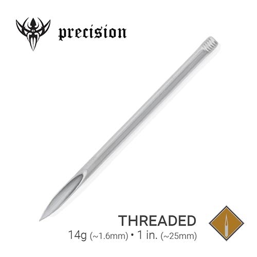 14g Threaded Sterilized 1" Piercing Needles — Box of 100