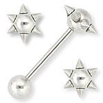 14g 6 Spike Straight Steel Barbell — Price Per 1