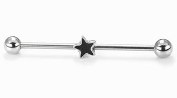 14g 1.5" Star Industrial Barbell