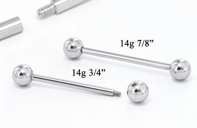 14g E-Z Piercing Straight Barbell Step-Down Threaded Barbell