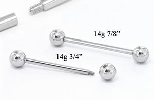 14g E-Z Piercing Straight Barbell Step-Down Threaded Barbell