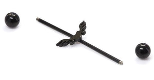 16g 1 3/8" Black Soaring Heart Industrial Barbell