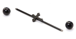 16g 1 3/8" Black Cross Industrial Barbell