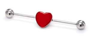 16g 1 3/8" Heart Industrial Barbell