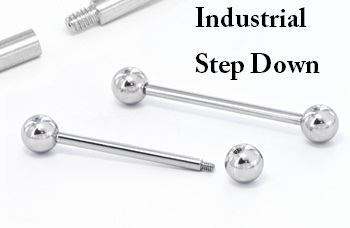 16g E-Z Piercing Straight Barbell Step-Down Barbell