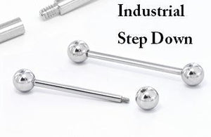 16g E-Z Piercing Straight Barbell Step-Down Barbell