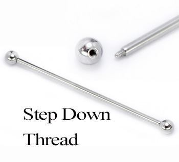 16g E-Z Piercing Straight Barbell Step-Down Barbell