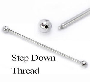 16g E-Z Piercing Straight Barbell Step-Down Barbell