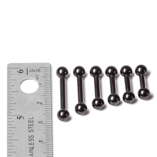 10g Black PVD Coated Steel Internal Straight Barbell - 5/16" to 3/4"