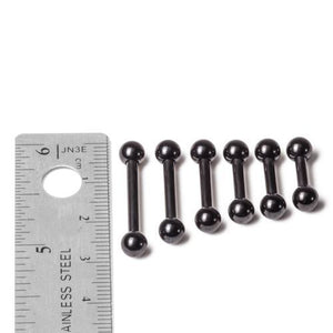 10g Black PVD Coated Steel Internal Straight Barbell - 5/16" to 3/4"