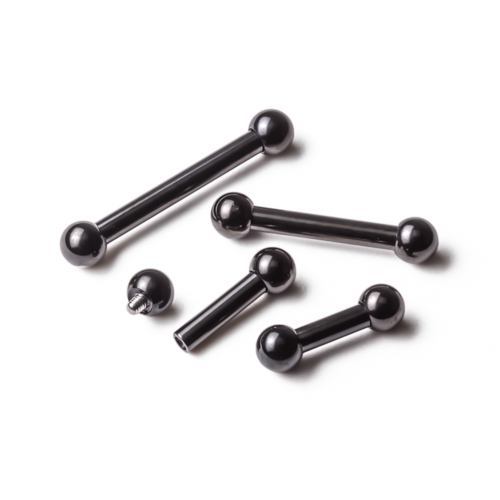 8g Black PVD Coated Steel Internal Straight Barbell - 3/8â to 1â