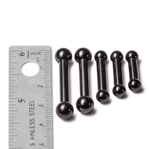 6g Black PVD Coated Steel Internal Straight Barbell - 1/2" to 1â