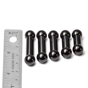 0g Black PVD Coated Steel Internal Straight Barbell - 1/2" to 1â
