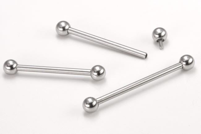 18g Internal 0.8mm Threading Steel Straight Barbell — Price Per 1