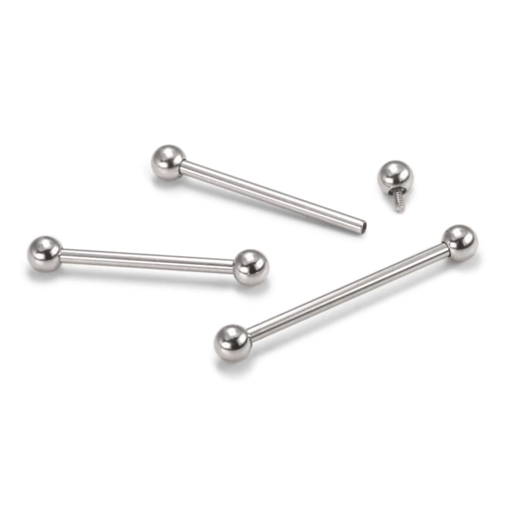 18g Internal 0.8mm Threading Steel Straight Barbell — Price Per 1