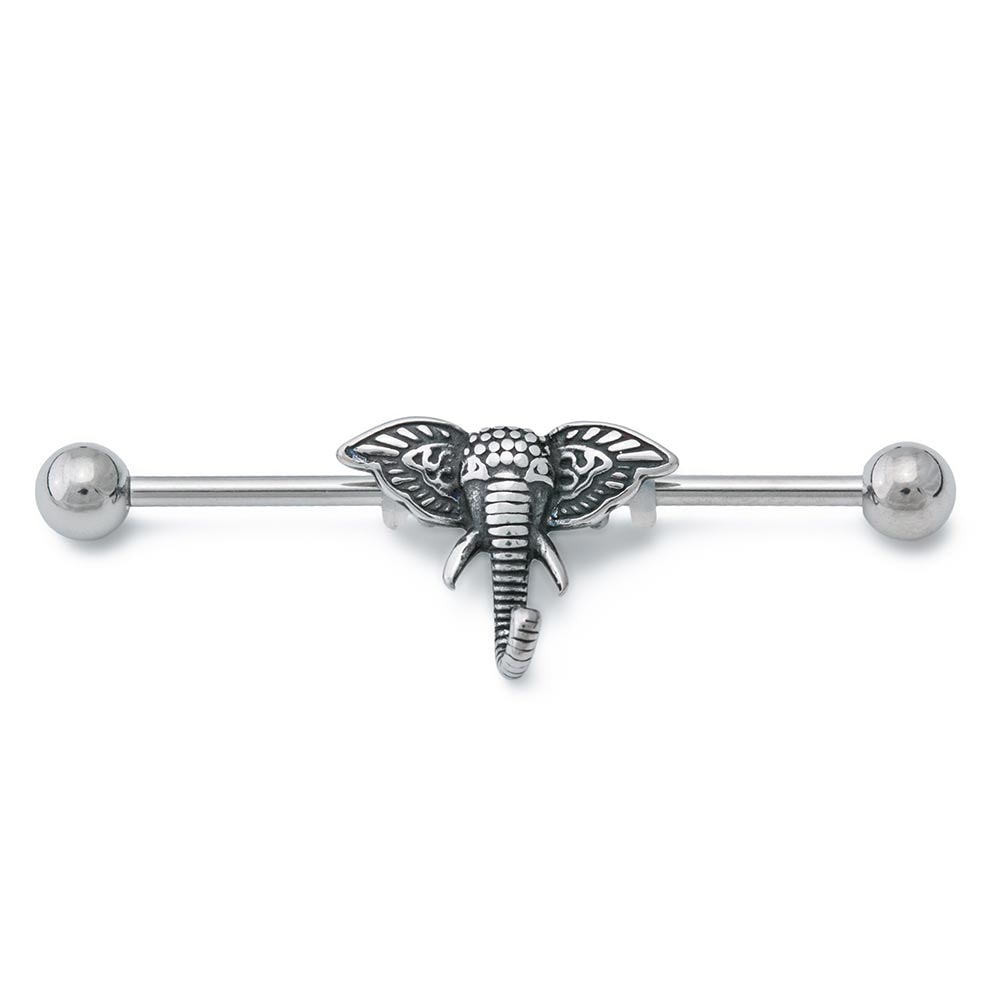14g 1-1/2” African Elephant Head Industrial Barbell