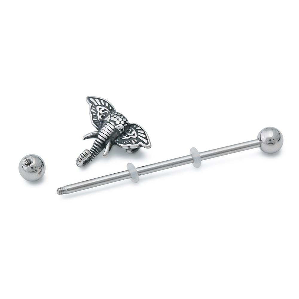 14g 1-1/2” African Elephant Head Industrial Barbell
