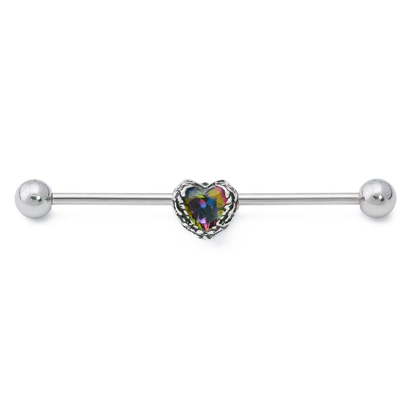 14g 1-1/2” Seraph Wing Heart Steel Industrial Barbell