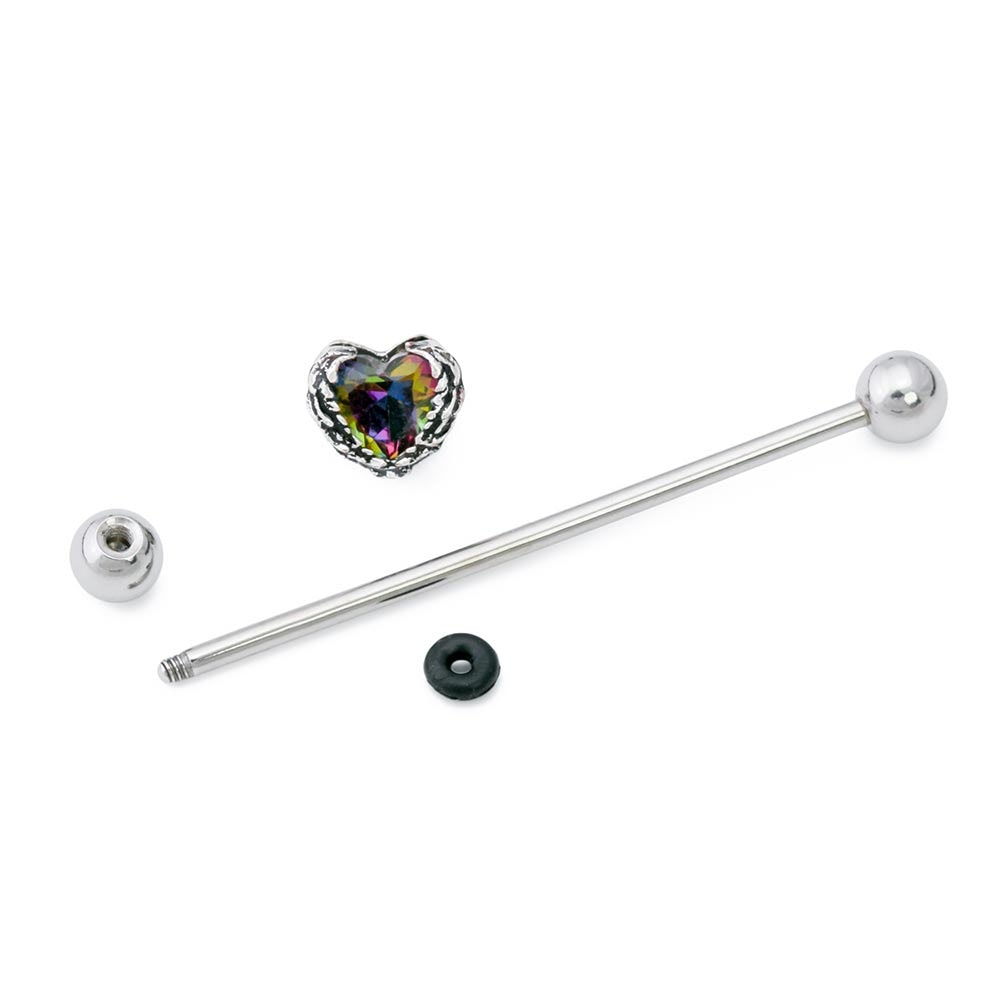 14g 1-1/2” Seraph Wing Heart Steel Industrial Barbell