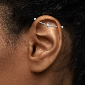 Chain Link Gem Center Titantium Industrial Barbell - Threadless