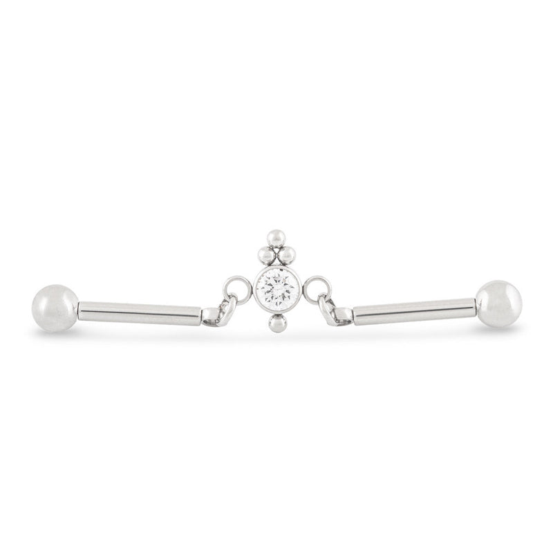 Chain Link Gem Center Titantium Industrial Barbell - Threadless