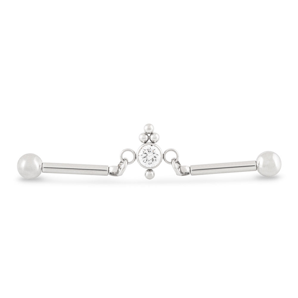 Chain Link Gem Center Titantium Industrial Barbell - Threadless