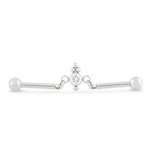 Chain Link Gem Center Titantium Industrial Barbell - Threadless