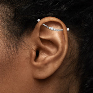 Chain Link with Gem Cluster Titanium Industrial Barbell - Threadless