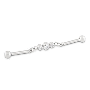 Chain Link with Gem Cluster Titanium Industrial Barbell - Threadless