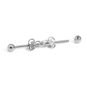 14g 1-3/8” Industrial Barbell with Sterling Silver Plated Jeweled Charm — Price Per 1