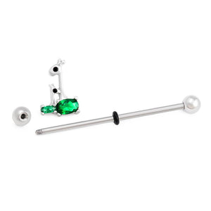 14g 1-1/2” Green Jewel Giraffe Industrial Barbell