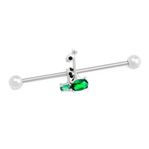 14g 1-1/2” Green Jewel Giraffe Industrial Barbell