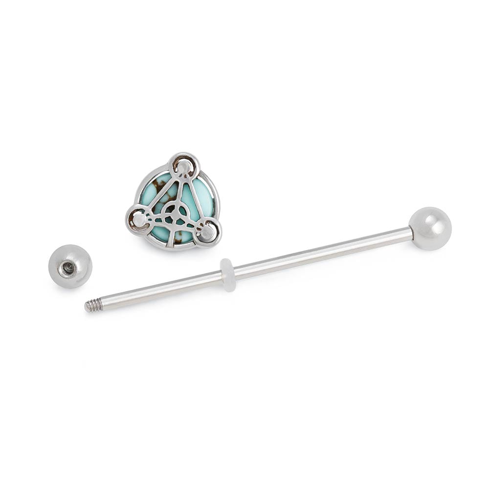 14g 1-1/2” Turquoise Stone Scutum Fidei Industrial Barbell