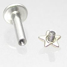 16g 5/16" Internally Threaded Labret with 14kt Yellow Gold Star