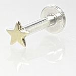 14g Internally Threaded 14kt White Gold Flat Star Labret