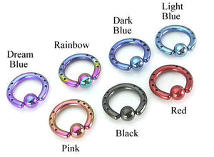 12g Industrial Captive Bead Ring with Drilled Holes